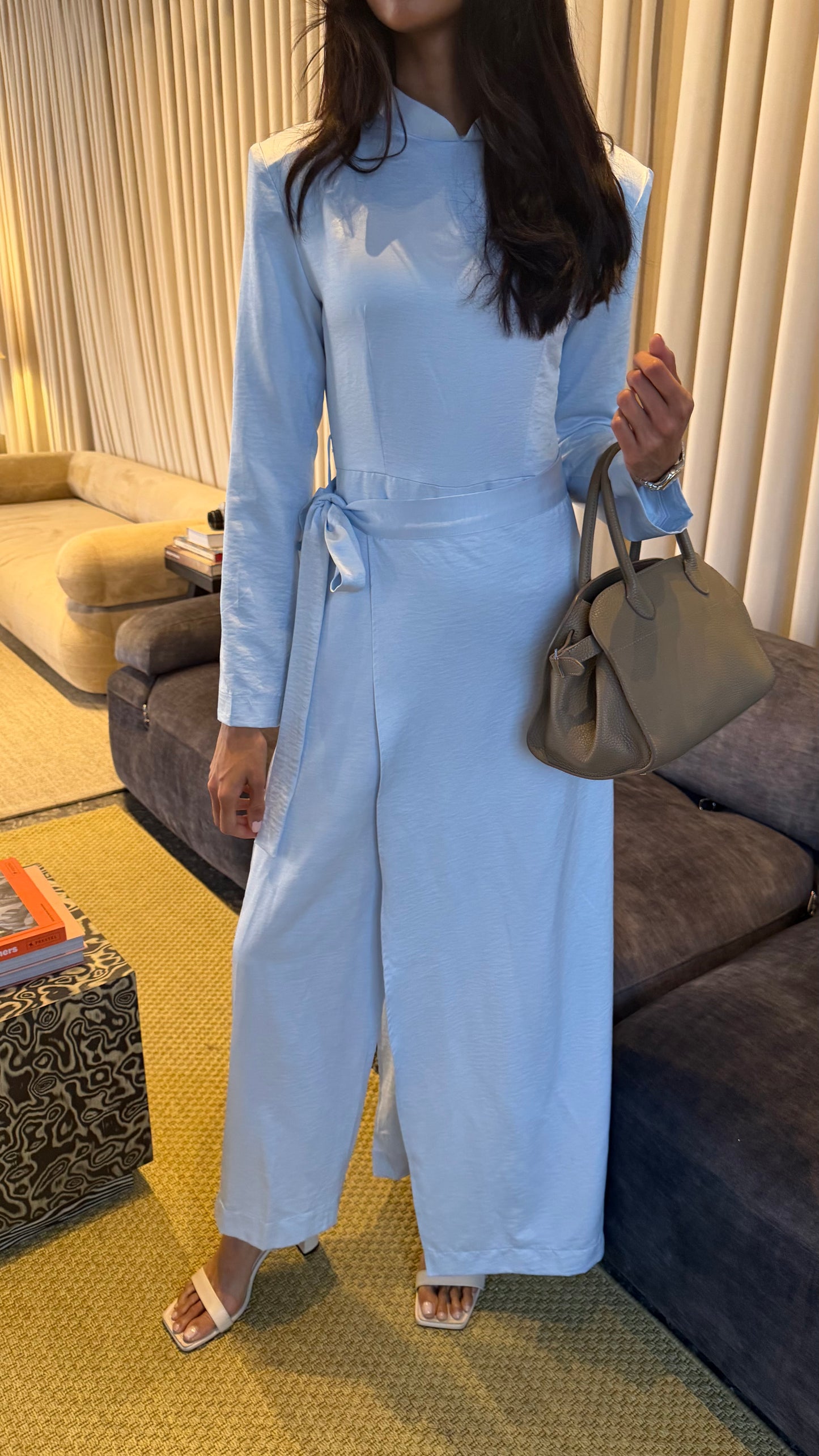 Baby blue tie jumpsuit