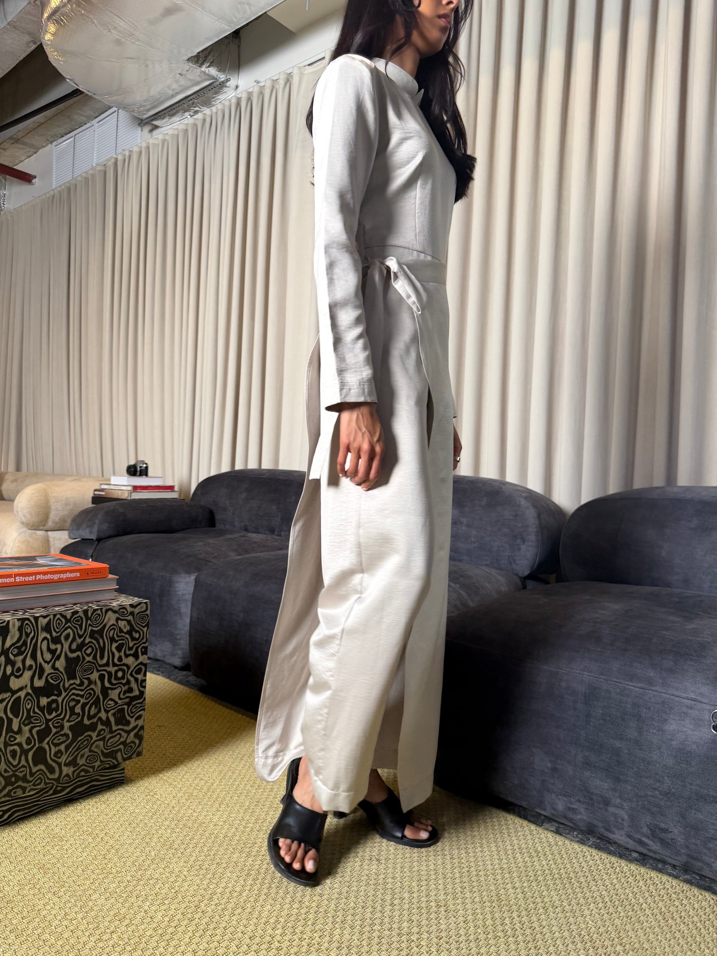 Light beige tie jumpsuit
