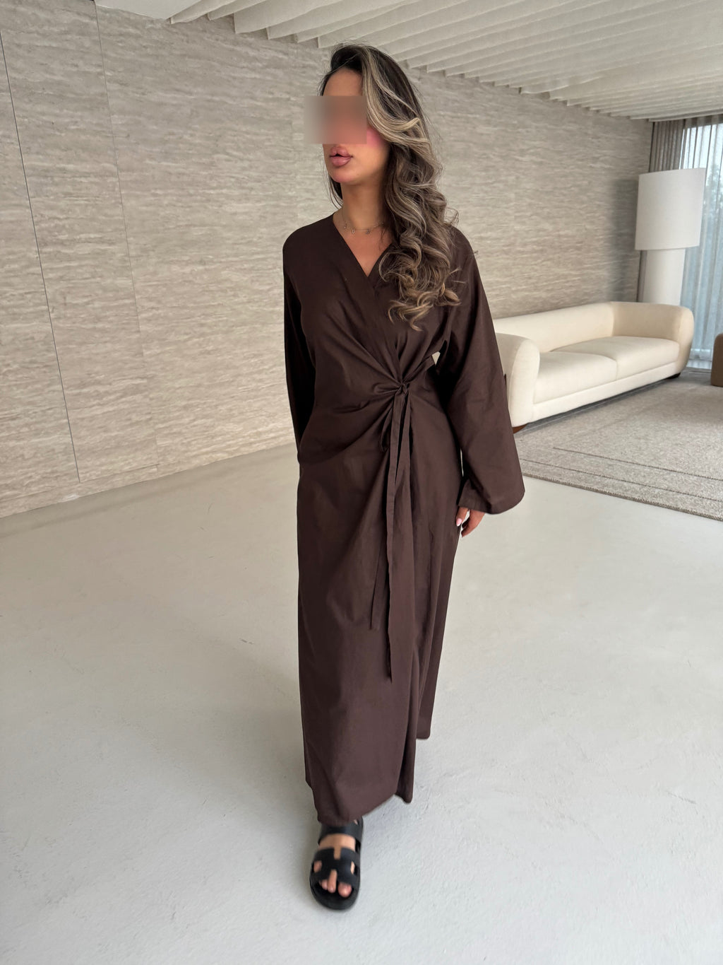 Brown tie dress