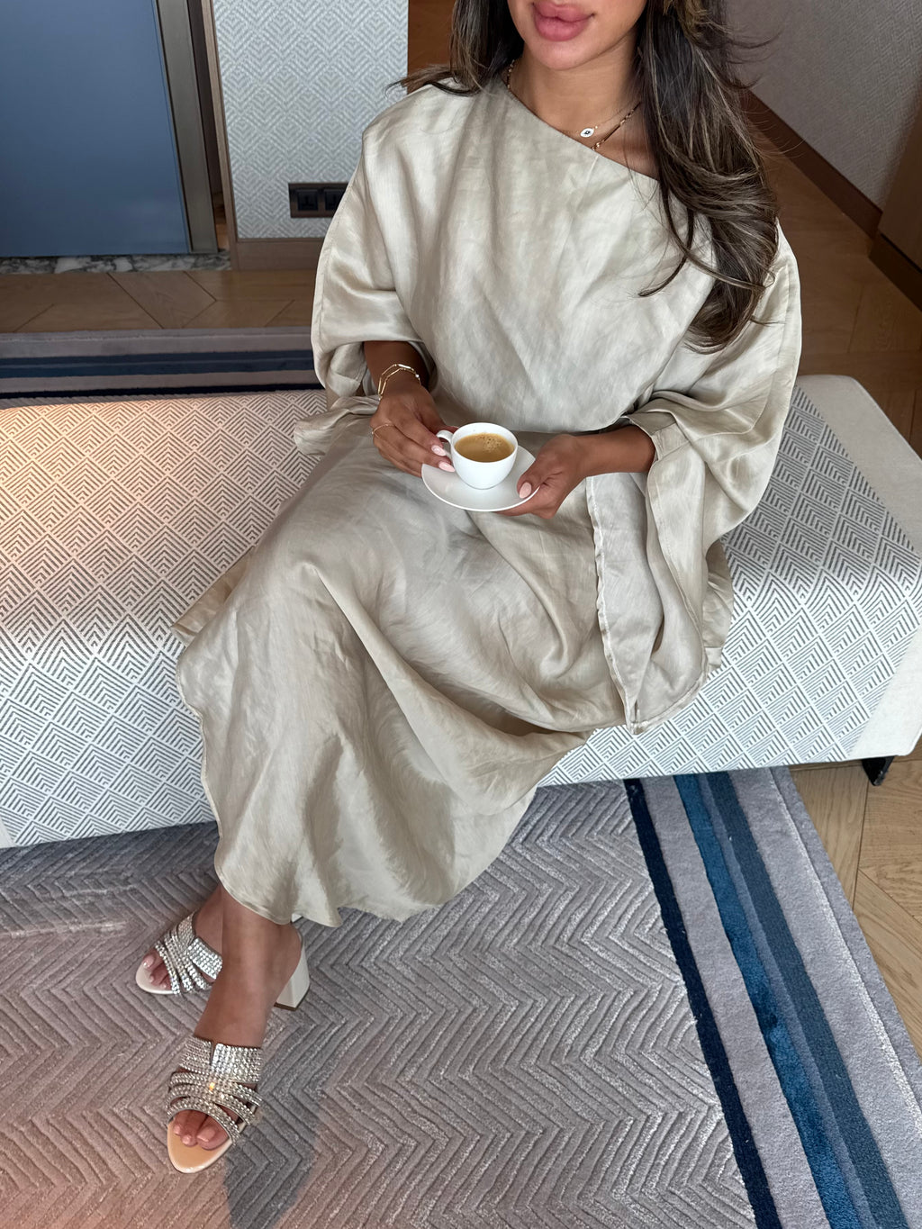 baggy dress in latte