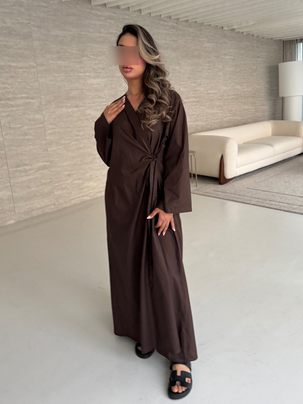 Brown tie dress