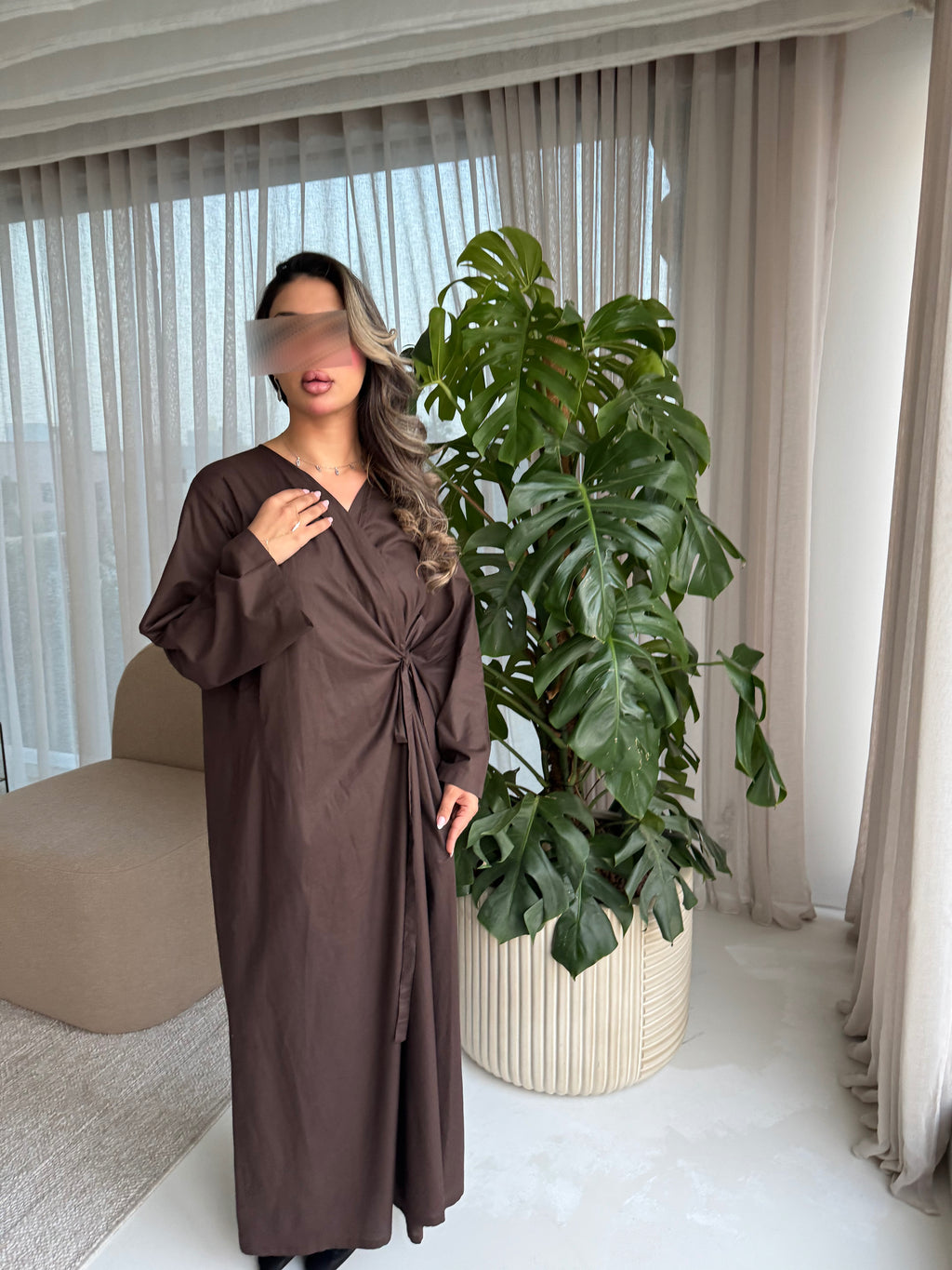 Brown tie dress